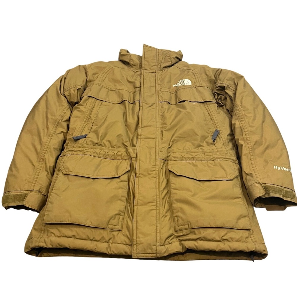 The North Face HyVent Parka Boys L Brown Goose Down Insulated Jacket